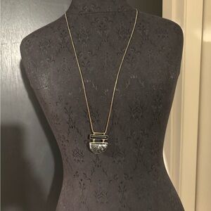 💜 LOFT Gold Necklace with Black Stone Marble Effect Pendant